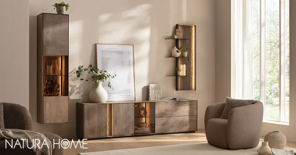 Natura Home Massivholzwohnwand in Wohnzimmer